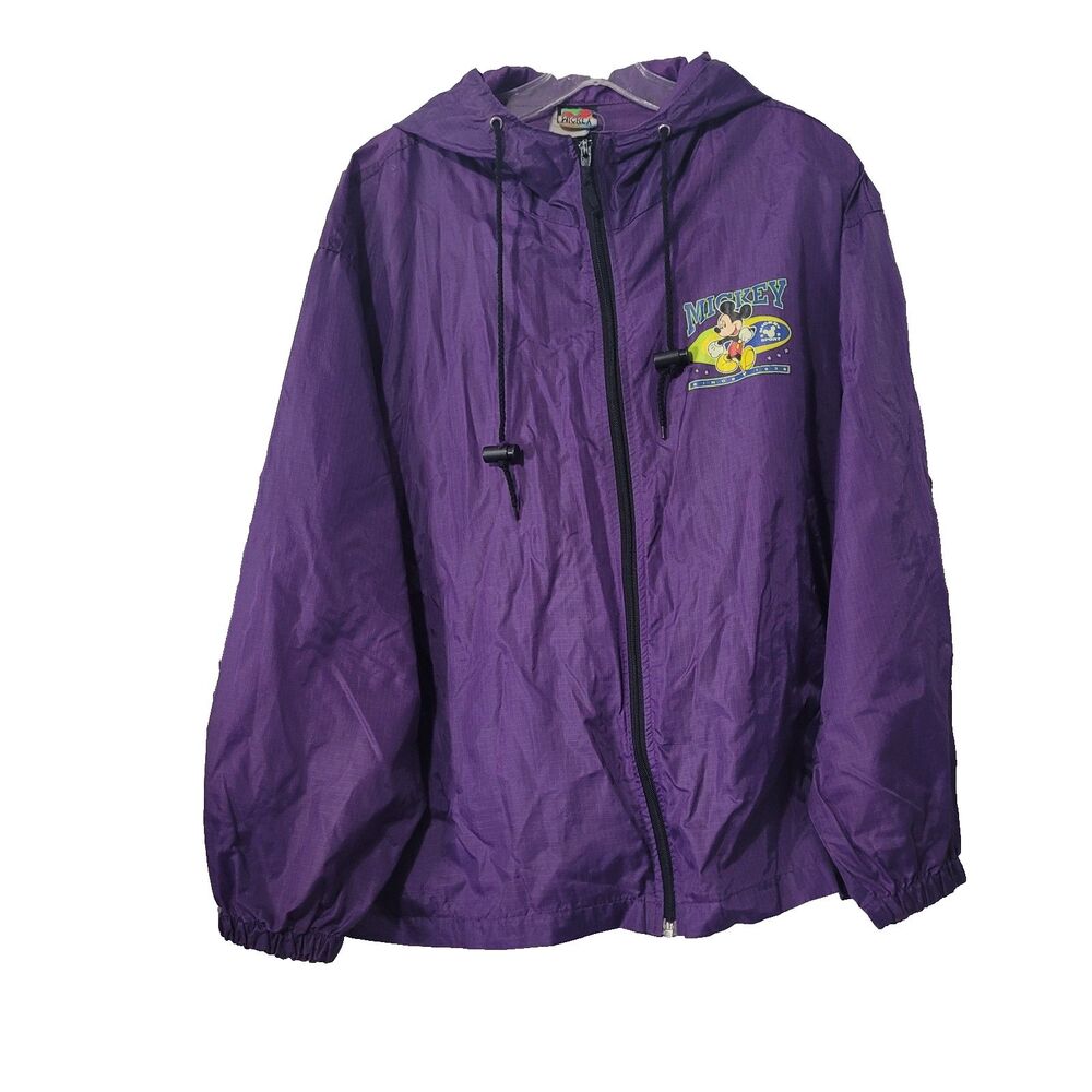 Disney M,L jacket windbreaker lightweight full zip drawstring Mickey Sport